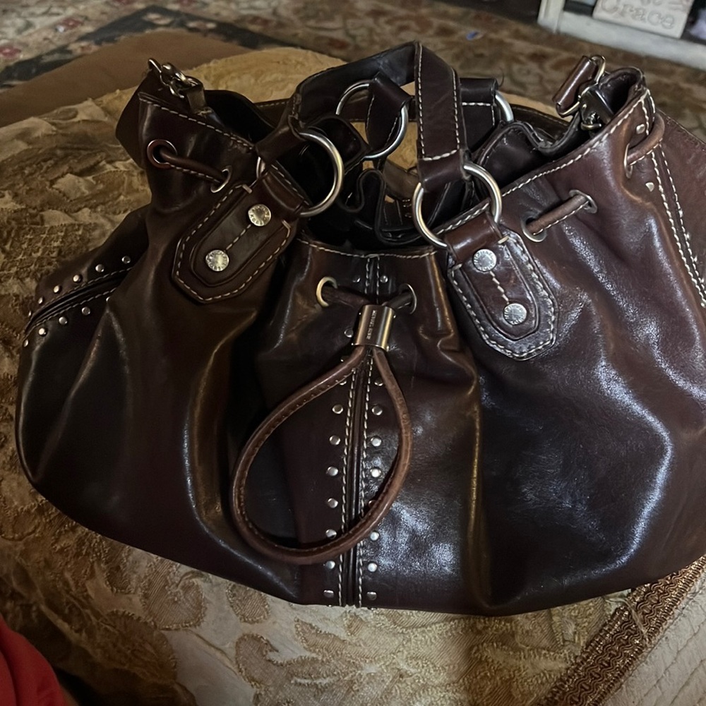Dark Brown Leather Micheal Michael Kors Tote/Shoulder Bag.